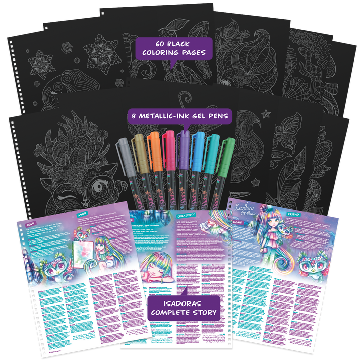 Livre de coloriage à pages noires (Encre métallisée)